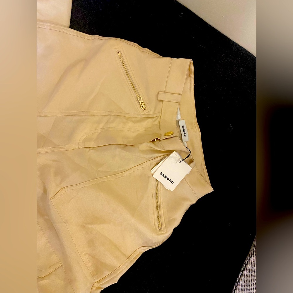 Sandro Gold High-Waisted Pants